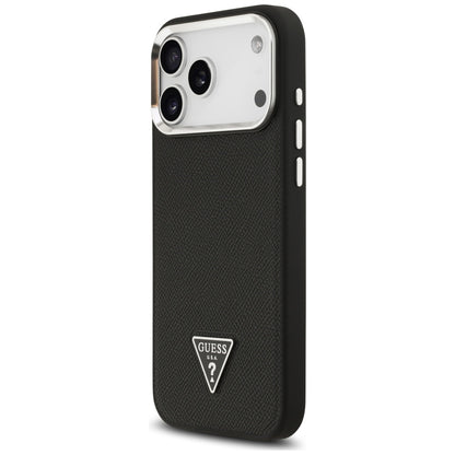MagSafe tok Apple iPhone 17 Pro Max-hez, Guess, Grained Triangle Logo, Fekete