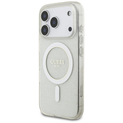 MagSafe tok Apple iPhone 17 Pro Max-hoz, Guess, IML Glitter gyöngyös pánttal, Átlátszó