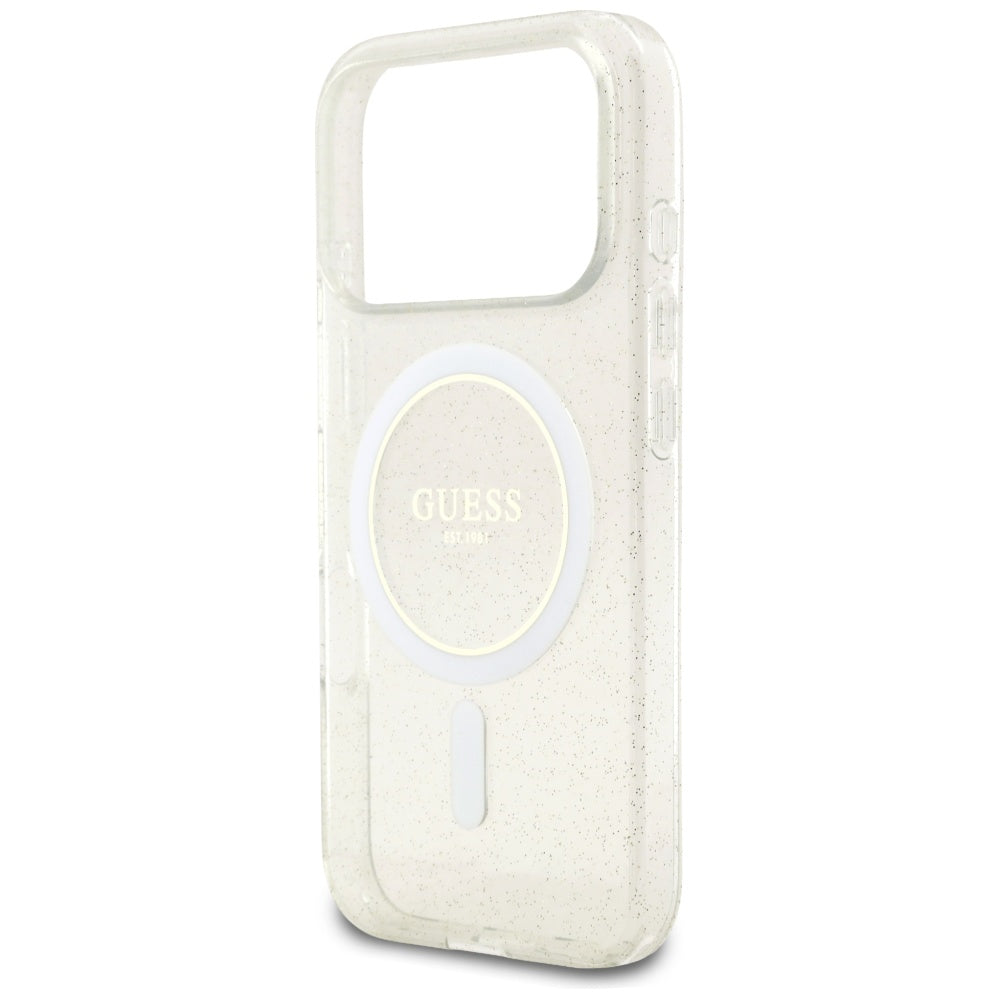 MagSafe tok Apple iPhone 17 Pro Max-hoz, Guess, IML Glitter gyöngyös pánttal, Átlátszó