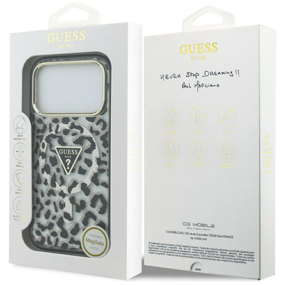 MagSafe tok Apple iPhone 17 Pro Max-hoz, Guess, Leopard Glitter, Fekete