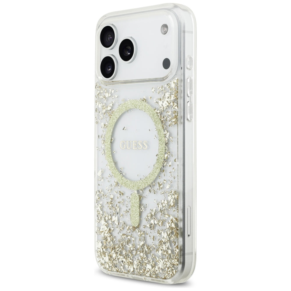 MagSafe tok Apple iPhone 17 Pro Max-hoz, Guess, Resin Bottom Glitter, Arany