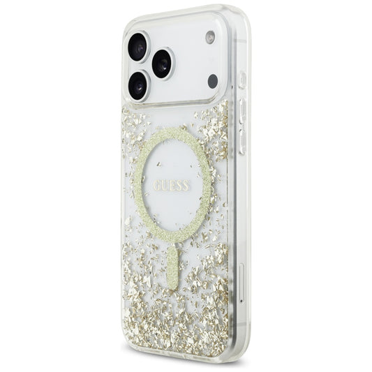 MagSafe tok Apple iPhone 17 Pro Max-hoz, Guess, Resin Bottom Glitter, Arany