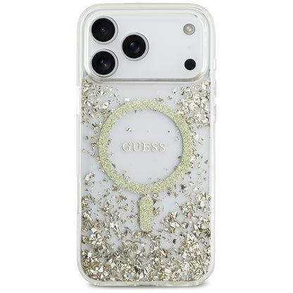 MagSafe tok Apple iPhone 17 Pro Max-hoz, Guess, Resin Bottom Glitter, Arany