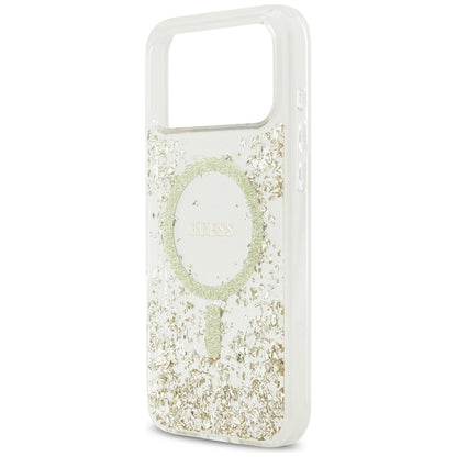 MagSafe tok Apple iPhone 17 Pro Max-hoz, Guess, Resin Bottom Glitter, Arany