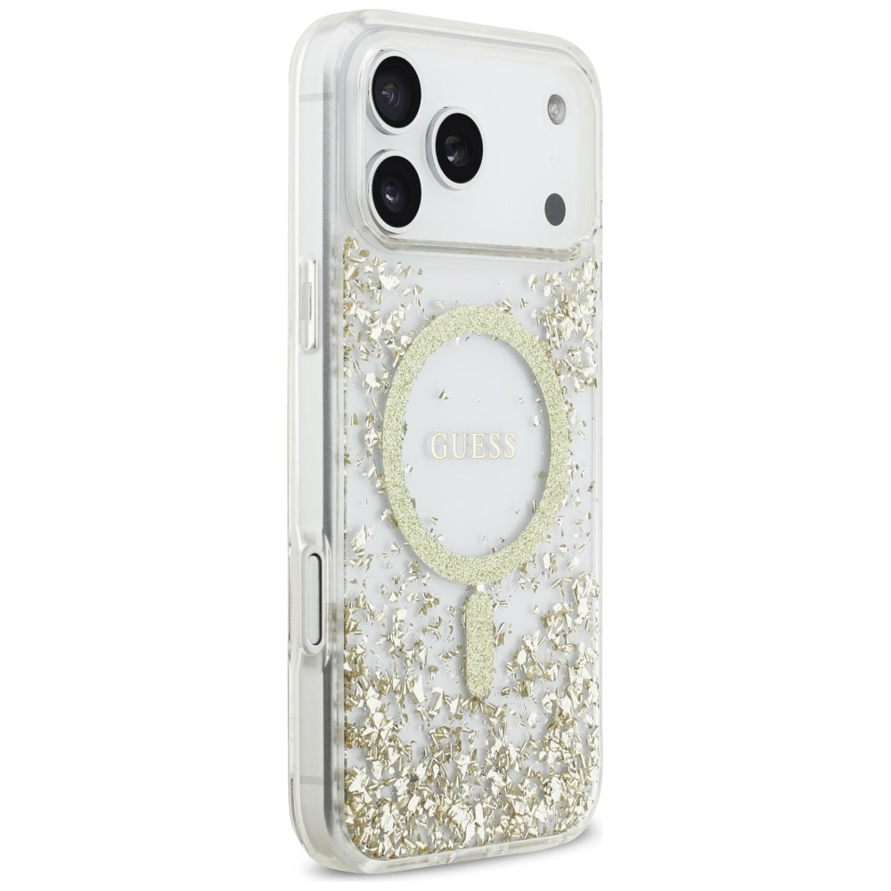 MagSafe tok Apple iPhone 17 Pro Max-hoz, Guess, Resin Bottom Glitter, Arany
