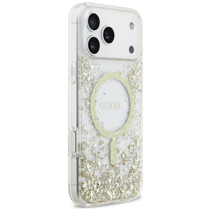 MagSafe tok Apple iPhone 17 Pro Max-hoz, Guess, Resin Bottom Glitter, Arany