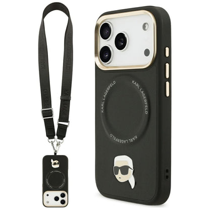 MagSafe tok Apple iPhone 17 Pro Max-hoz, Karl Lagerfeld, Big Strap Karl Metal Logo, Fekete