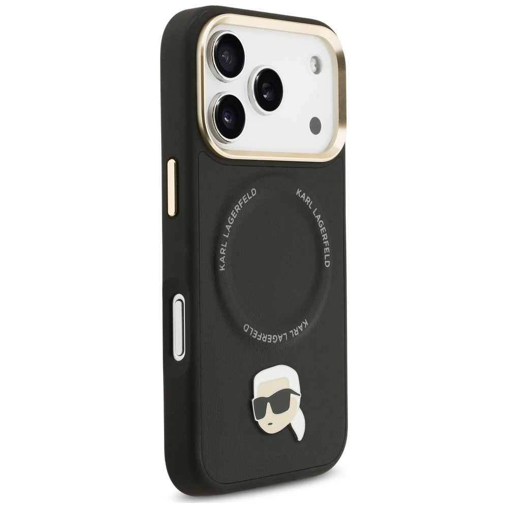 MagSafe tok Apple iPhone 17 Pro Max-hoz, Karl Lagerfeld, Big Strap Karl Metal Logo, Fekete