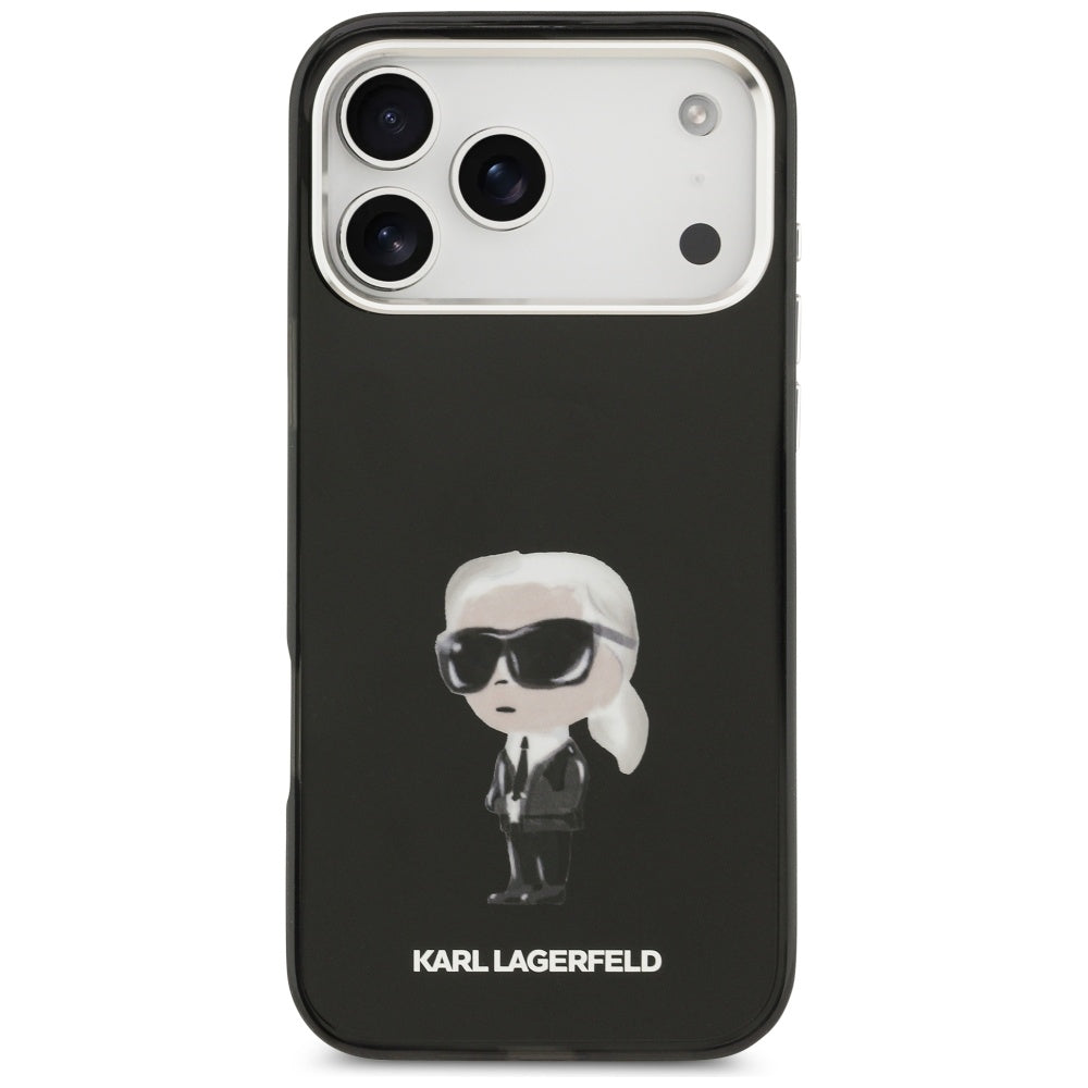 MagSafe tok Apple iPhone 17 Pro Max-hez, Karl Lagerfeld, IML Aquarelle Karl Ikonik, Fekete