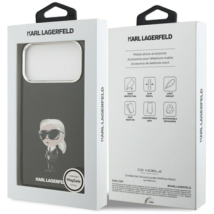 MagSafe tok Apple iPhone 17 Pro Max-hez, Karl Lagerfeld, IML Aquarelle Karl Ikonik, Fekete