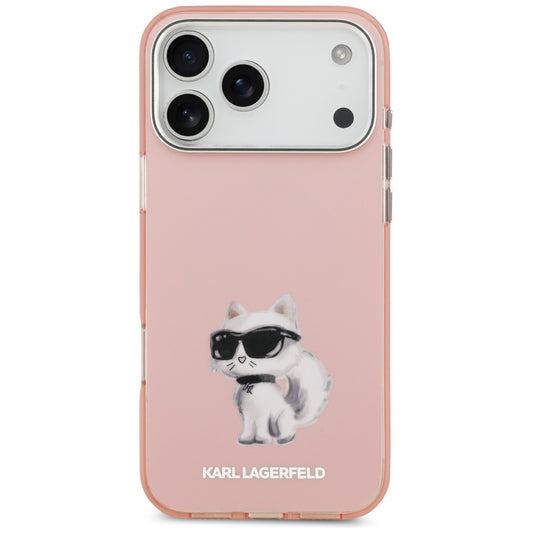 MagSafe tok Apple iPhone 17 Pro Max-hez, Karl Lagerfeld, IML Aquarelle Logo Choupette, Rózsaszín