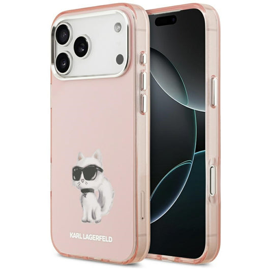 MagSafe tok Apple iPhone 17 Pro Max-hez, Karl Lagerfeld, IML Aquarelle Logo Choupette, Rózsaszín