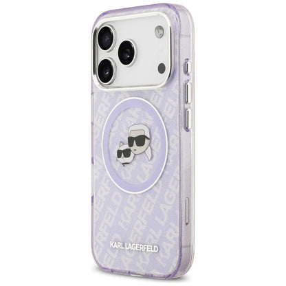 MagSafe tok Apple iPhone 17 Pro Max-hez, Karl Lagerfeld, IML Glitter Karl & Choupette`s Heads, Lila
