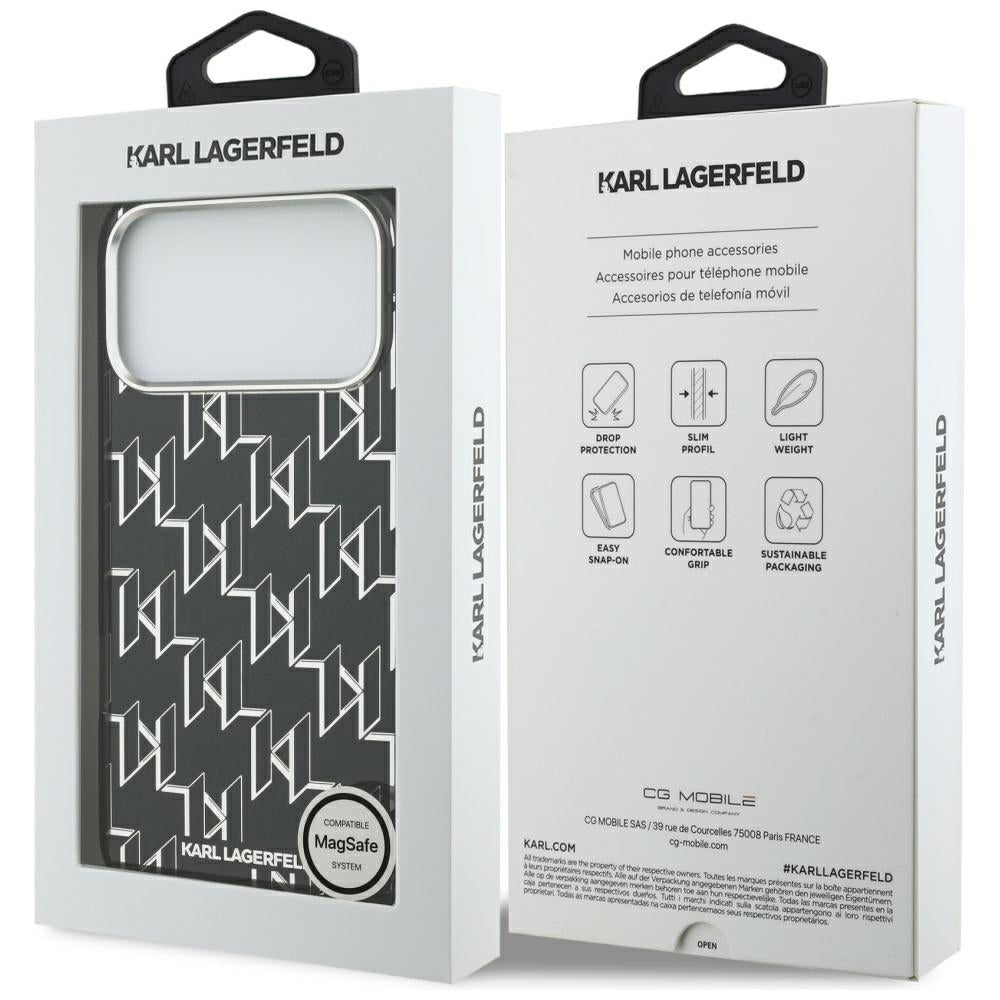 MagSafe tok Apple iPhone 17 Pro Max-hez, Karl Lagerfeld, IML KL Monogram, Fekete