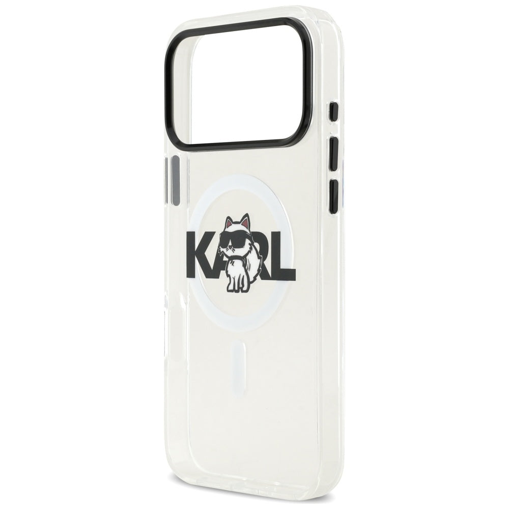 MagSafe Case for Apple iPhone 17 Pro Max, Karl Lagerfeld, IML Sketch Logo Choupette, Transparent