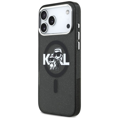 MagSafe tok Apple iPhone 17 Pro Max-hez, Karl Lagerfeld, IML Sketch Logo Glitter Karl & Choupette, Fekete