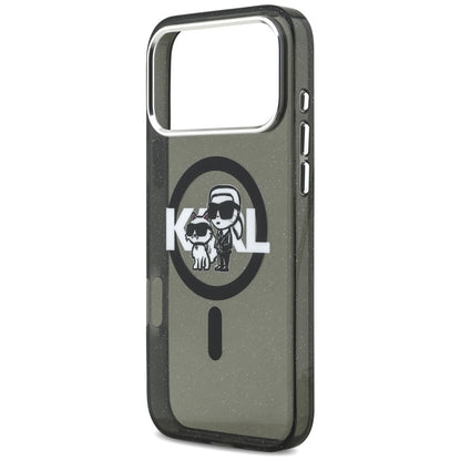 MagSafe tok Apple iPhone 17 Pro Max-hez, Karl Lagerfeld, IML Sketch Logo Glitter Karl & Choupette, Fekete