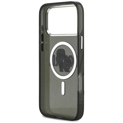 MagSafe tok Apple iPhone 17 Pro Max-hez, Karl Lagerfeld, IML Sketch Logo Glitter Karl & Choupette, Fekete