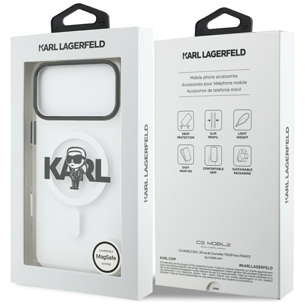 MagSafe tok Apple iPhone 17 Pro Max-hez, Karl Lagerfeld, IML Sketch Logo Karl, Átlátszó