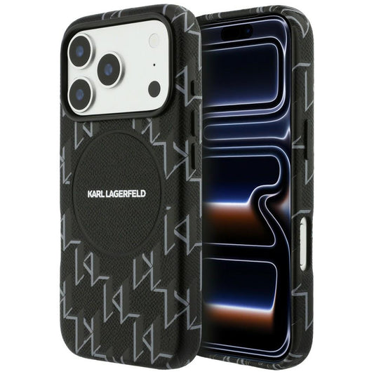 MagSafe tok Apple iPhone 17 Pro Max-hoz, Karl Lagerfeld, KL Monogram Logo, Fekete