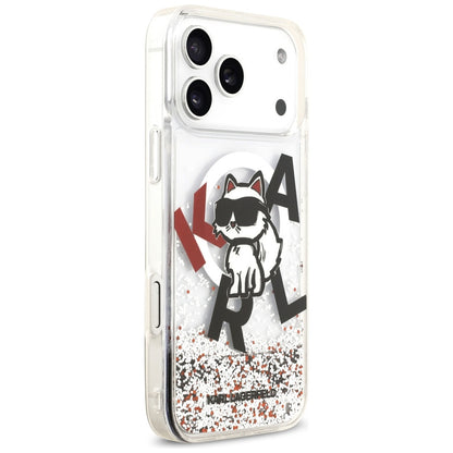 MagSafe tok Apple iPhone 17 Pro Max-hoz, Karl Lagerfeld, Liquid Glitter Logo Choupette, Átlátszó