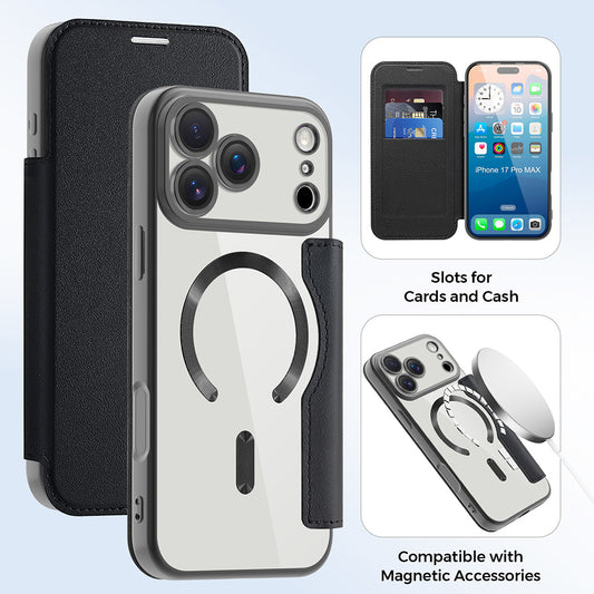 MagSafe tok Apple iPhone 17 Pro Max-hoz, Techsuit, SmartMag Book, Fekete