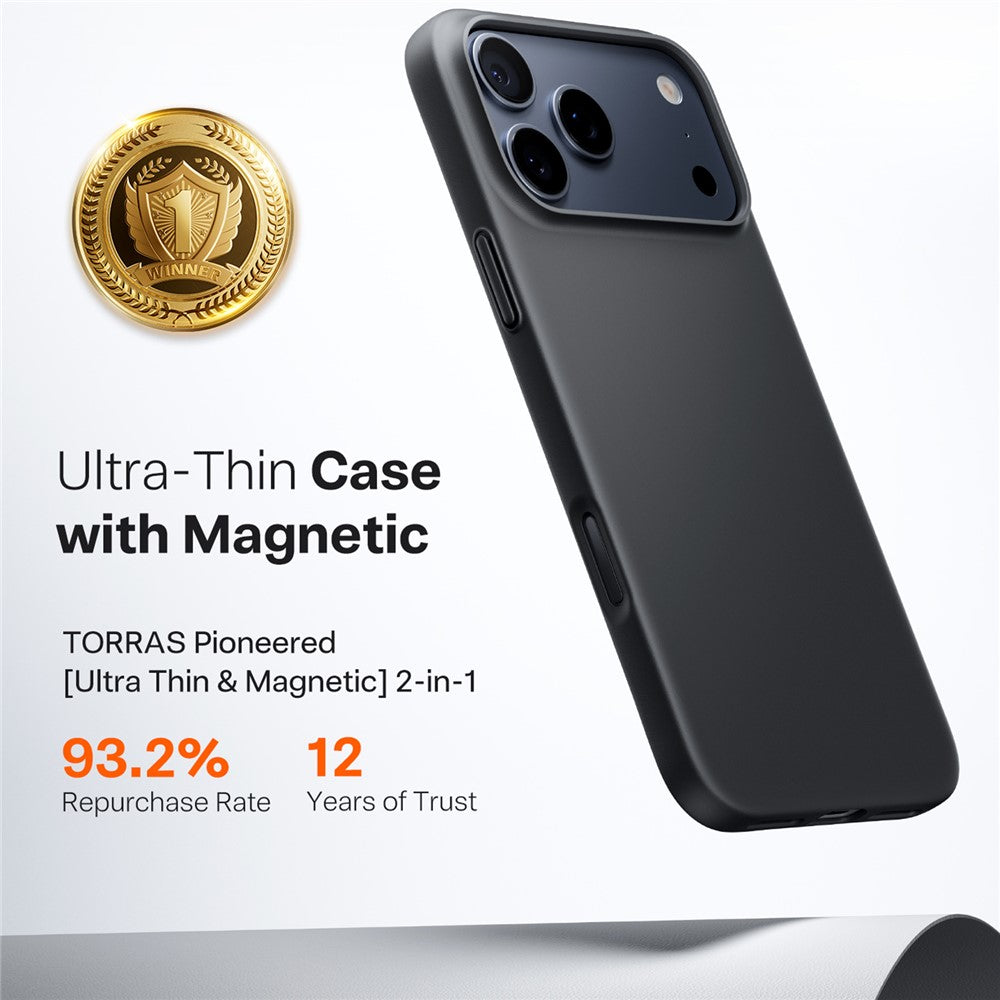 MagSafe tok Apple iPhone 17 Pro Max-hoz, Torras, SlimFit, Fekete