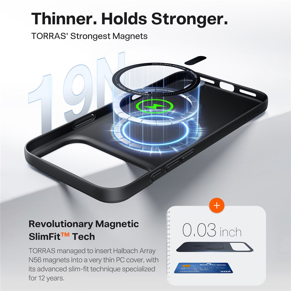MagSafe tok Apple iPhone 17 Pro Max-hoz, Torras, SlimFit, Fekete