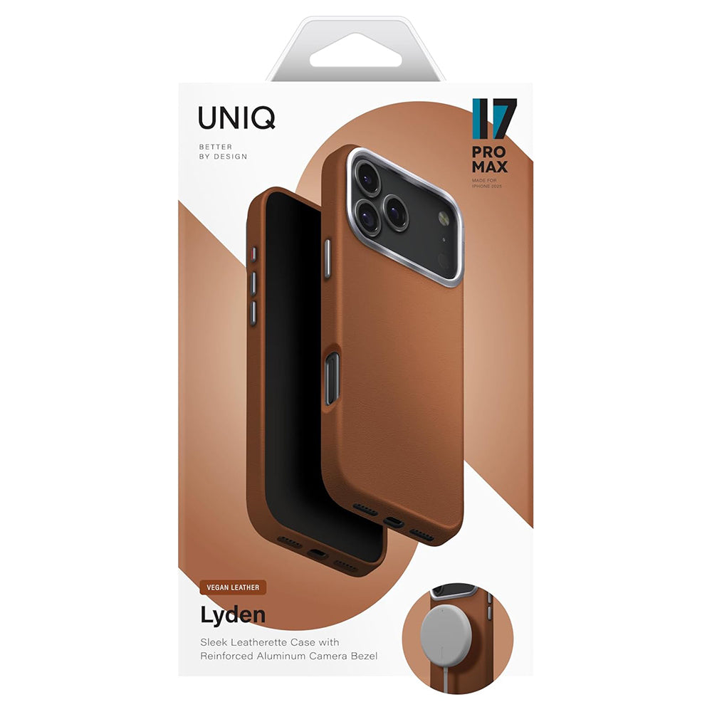 MagSafe tok Apple iPhone 17 Pro Max-hoz, UNIQ, Lyden Leatherette, Barna