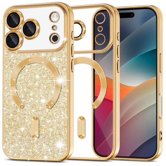 MagSafe tok Apple iPhone 17 Pro-hoz, Techsuit, Luxury Glitter, Arany
