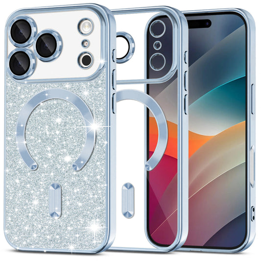 MagSafe tok Apple iPhone 17 Pro-hoz, Techsuit, Luxury Glitter, Kék