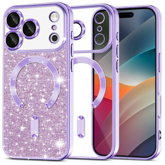 MagSafe tok Apple iPhone 17 Pro-hoz, Techsuit, Luxury Glitter, Világoslila