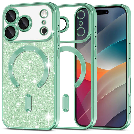 MagSafe tok Apple iPhone 17 Pro-hoz, Techsuit, Luxury Glitter, Világoszöld