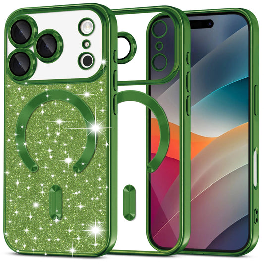 MagSafe tok Apple iPhone 17 Pro-hoz, Techsuit, Luxury Glitter, Sötétzöld