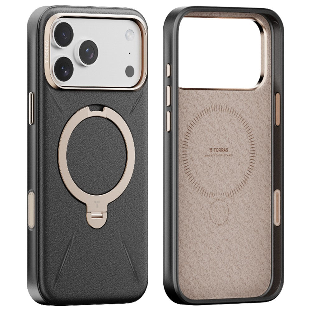MagSafe tok Apple iPhone 17 Pro-hoz, Torras, QPRO Leather, Fekete