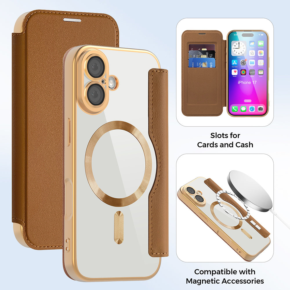 MagSafe tok Apple iPhone 17-hez, Techsuit, SmartMag Book, Barna
