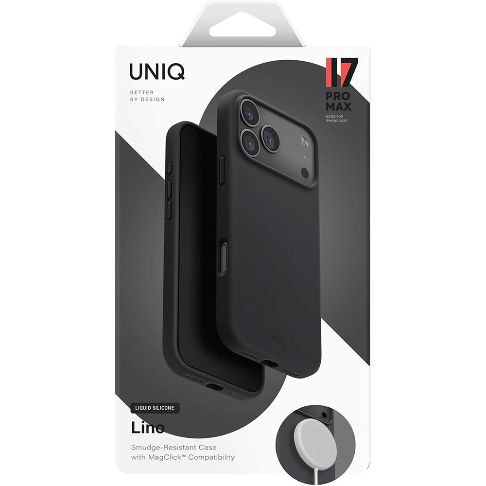 MagSafe tok Apple iPhone 17-hez, UNIQ, Lino MagClick, Fekete