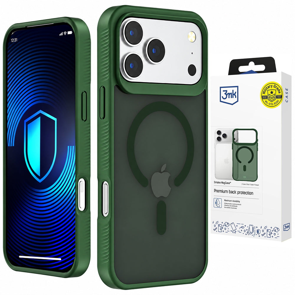 MagSafe tok Apple iPhone 18 Pro / 17 Pro készülékhez, 3MK, Smoke MagCase, zöld