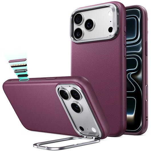 MagSafe tok Apple iPhone 18 Pro / 17 Pro-hoz, ESR, Atelier állvánnyal, Sötétbordó szatén