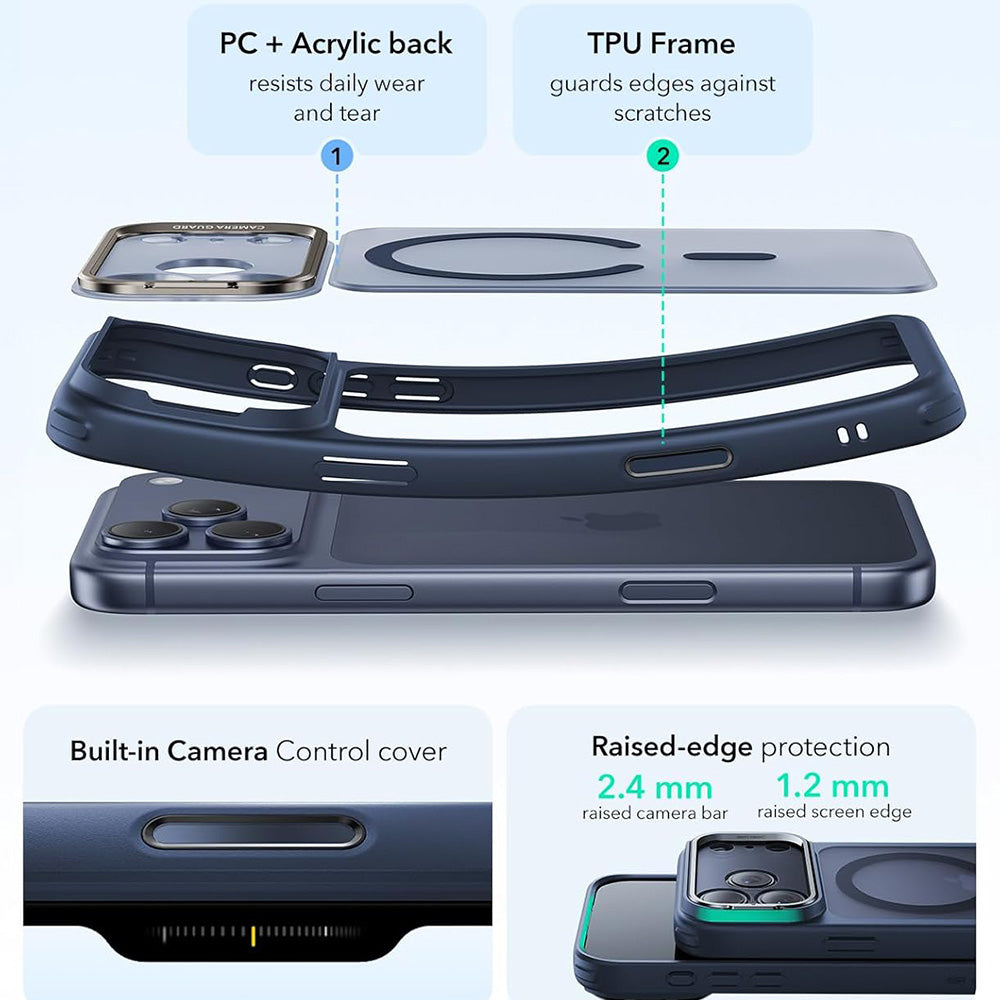 MagSafe tok Apple iPhone 18 Pro / 17 Pro-hoz, ESR, Classic Hybrid Kickstand, Selyemkék
