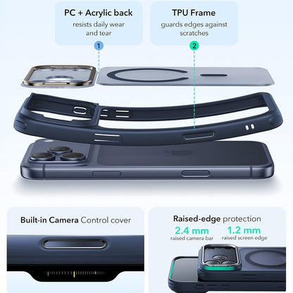MagSafe tok Apple iPhone 18 Pro / 17 Pro-hoz, ESR, Classic Hybrid Kickstand, Selyemkék