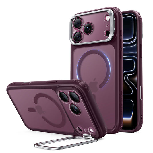 MagSafe tok Apple iPhone 18 Pro / 17 Pro-hoz, ESR, Classic Hybrid Kickstand, Sötétbordó Szatén