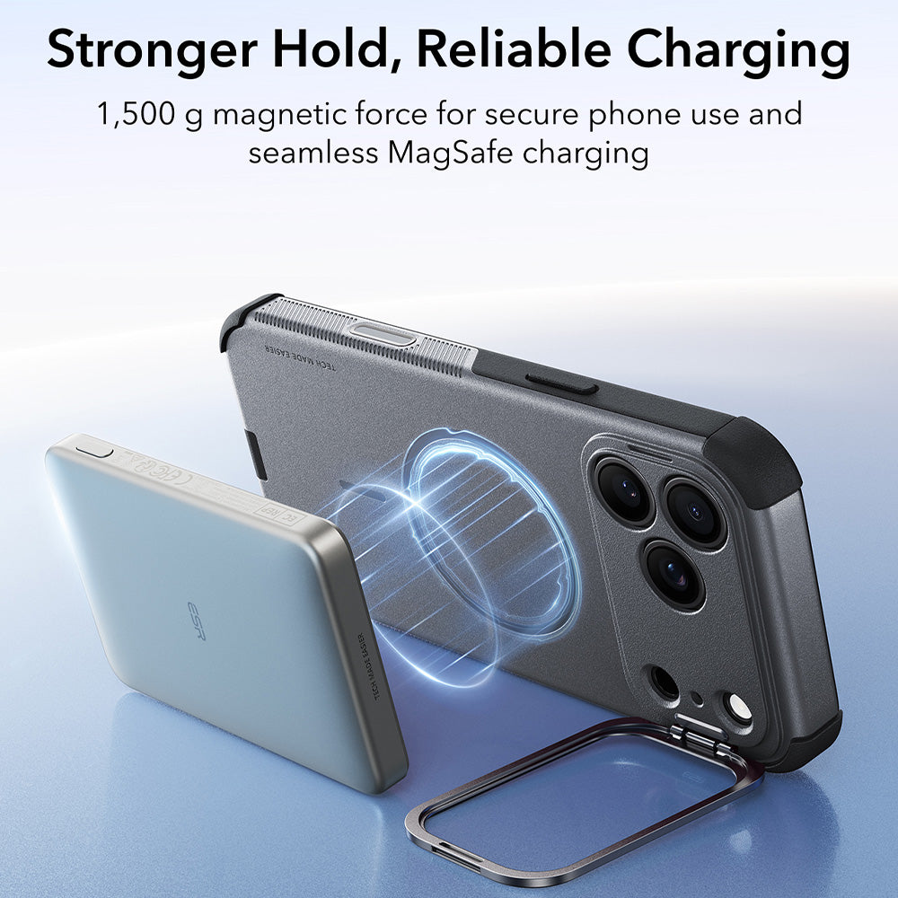 MagSafe tok Apple iPhone 18 Pro / 17 Pro-hoz, ESR, Cyber Armor Kickstand, Szürke