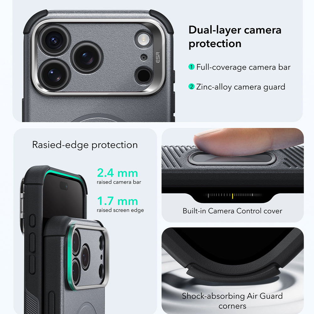 MagSafe tok Apple iPhone 18 Pro / 17 Pro-hoz, ESR, Cyber Armor Kickstand, Szürke