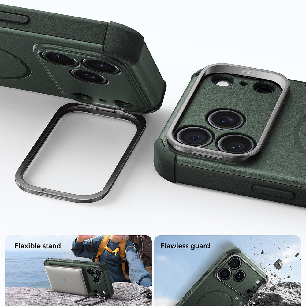 MagSafe tok Apple iPhone 18 Pro / 17 Pro-hoz, ESR, Cyber Armor Kickstand, Zöld