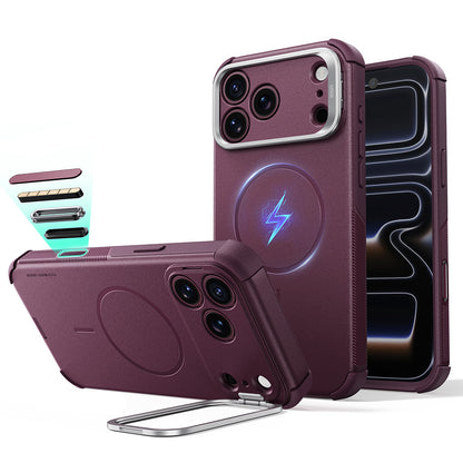 MagSafe tok Apple iPhone 18 Pro / 17 Pro-hoz, ESR, Cyber Armor Kickstand, Sötétbordó Szatén