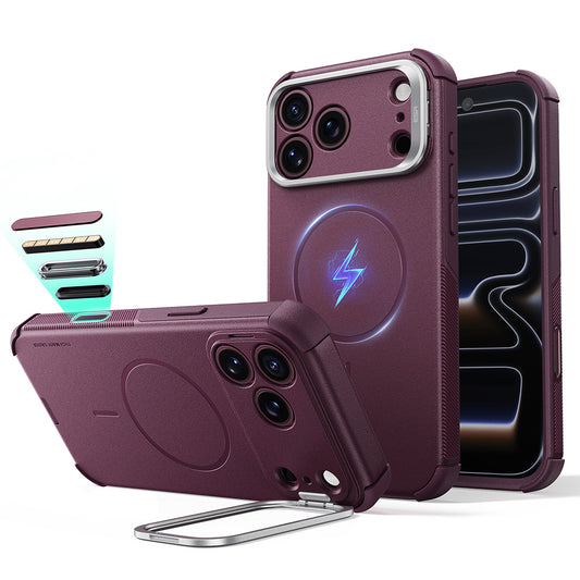 MagSafe tok Apple iPhone 18 Pro / 17 Pro-hoz, ESR, Cyber Armor Kickstand, Sötétbordó Szatén