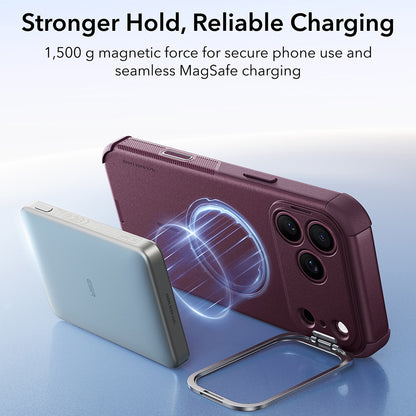 MagSafe tok Apple iPhone 18 Pro / 17 Pro-hoz, ESR, Cyber Armor Kickstand, Sötétbordó Szatén
