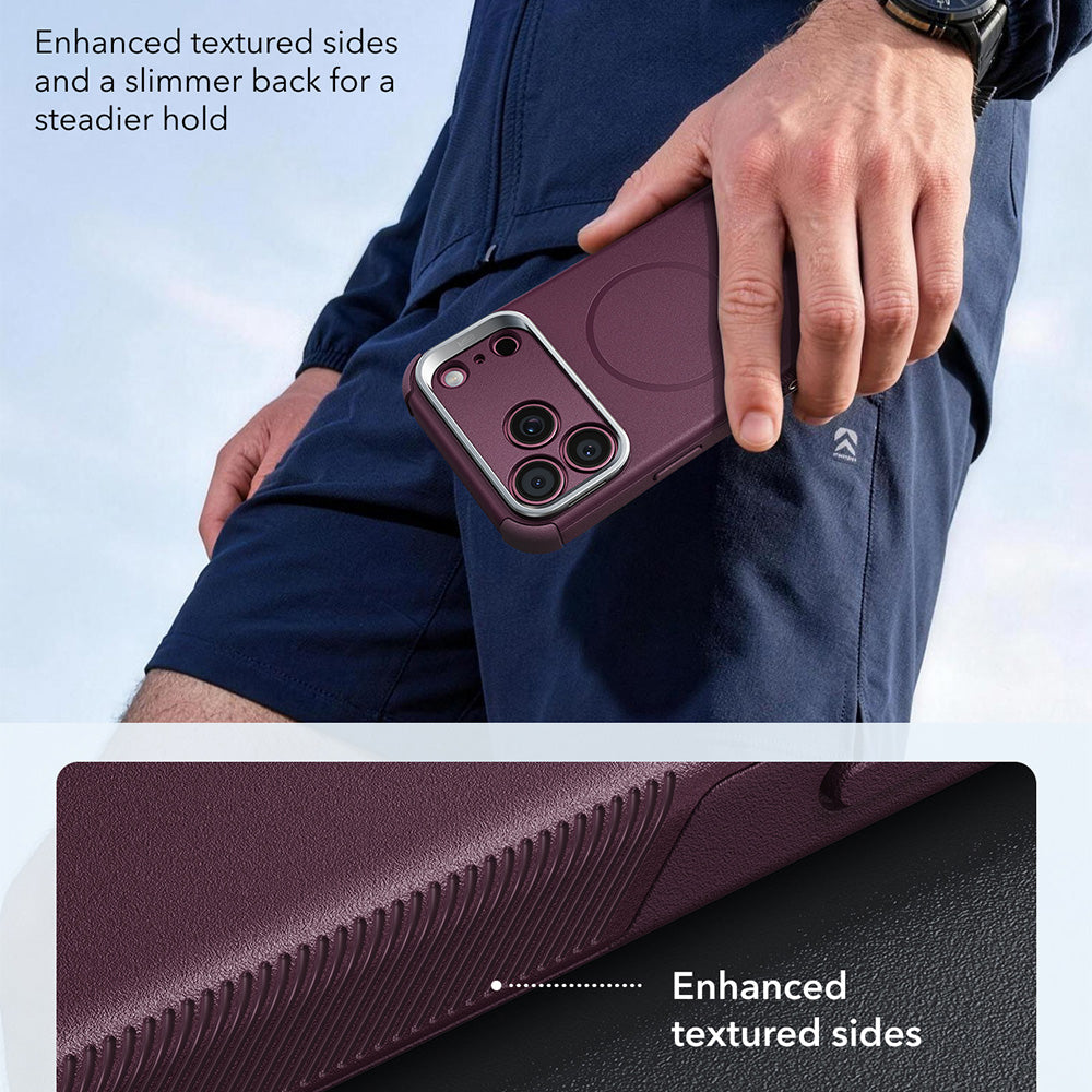 MagSafe tok Apple iPhone 18 Pro / 17 Pro-hoz, ESR, Cyber Armor Kickstand, Sötétbordó Szatén