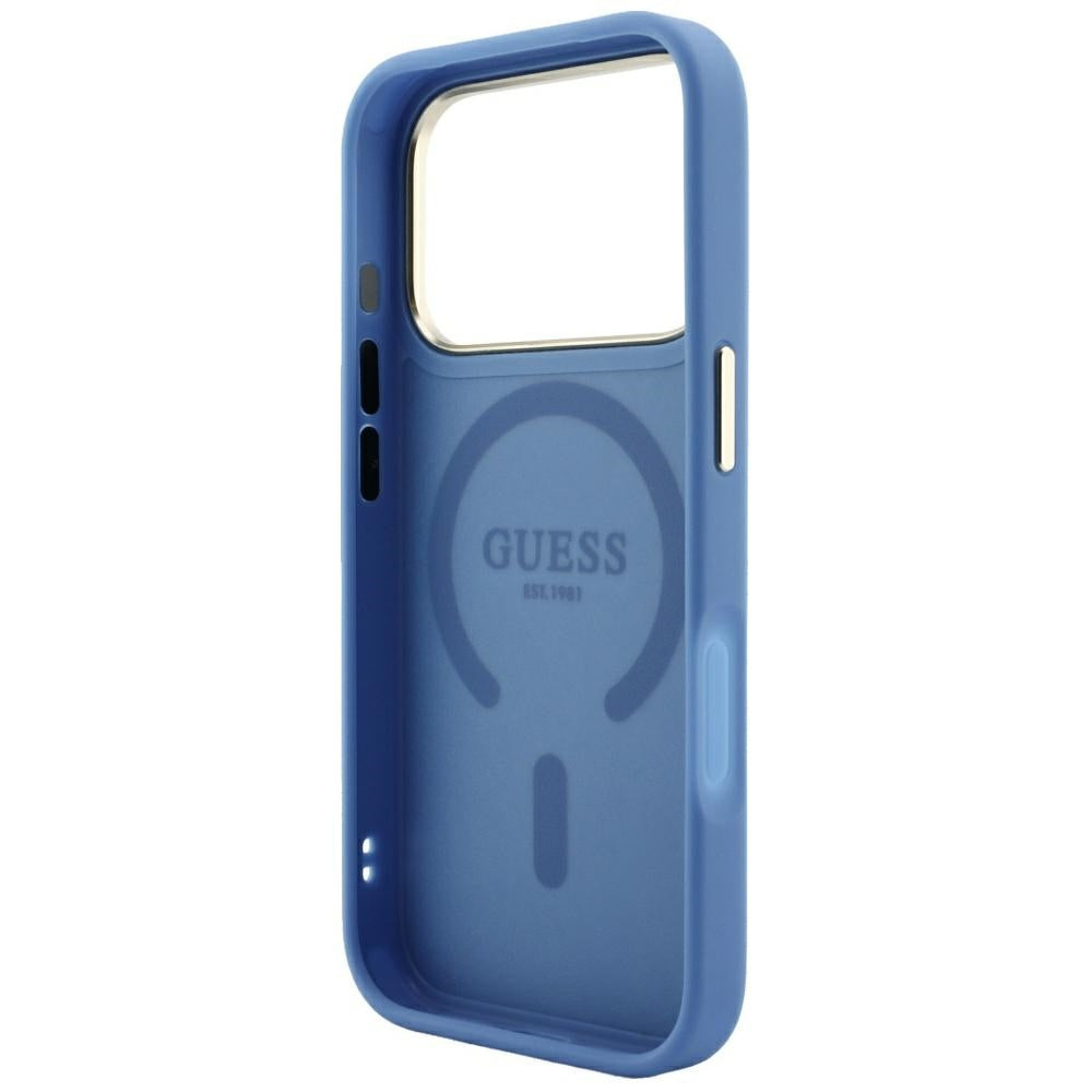 MagSafe tok Apple iPhone 18 Pro / 17 Pro-hoz, Guess, 4G dombornyomott klasszikus, kék
